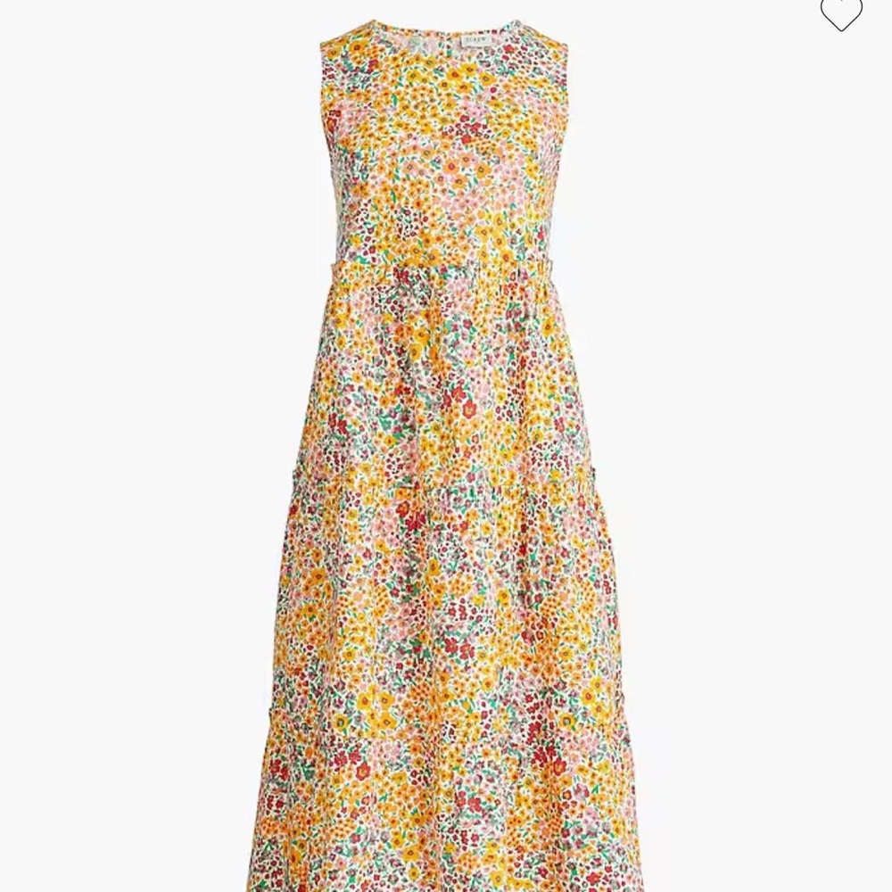J. Crew Floral Tiered Sleeveless Cotton Maxi Dress